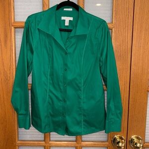 EUC Chico’s 1.5 Green No Iron LS Shirt